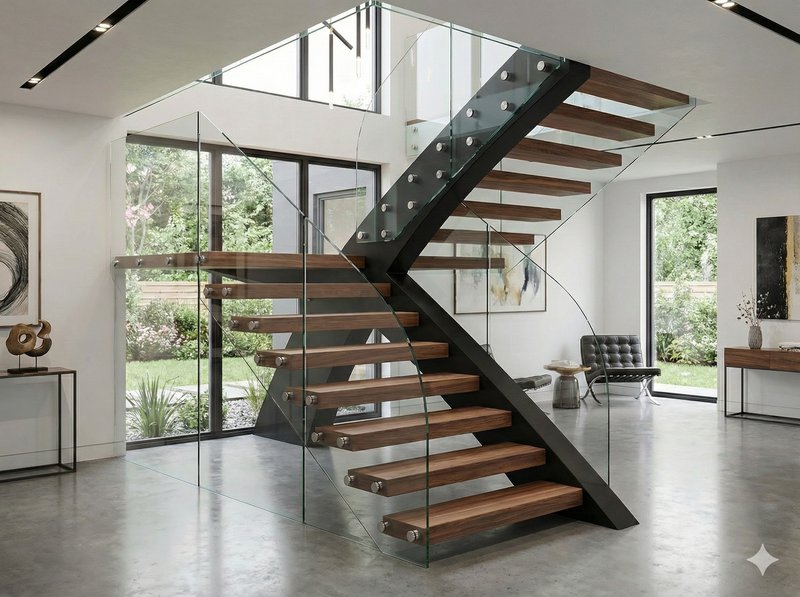 3D rendering of a glass staircase design